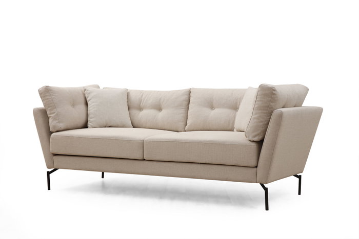 Atelier Del Sofa Sofá de 3 Plazas Crema 214x90x84 cm Tapizado Poliéster Patas Metálicas